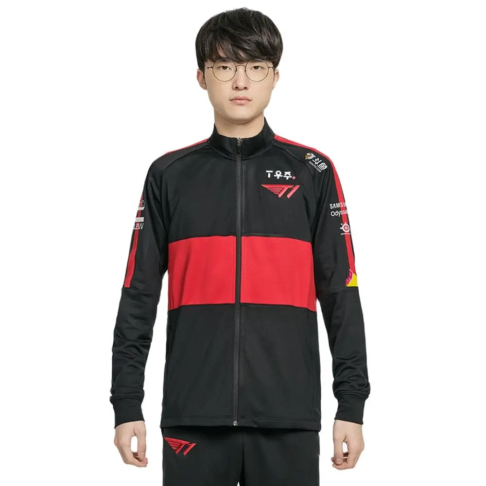 

Куртка с вышивкой Faker, куртка LOL LCK SKT T1, форма для спортивной команды, Джерси, пальто черного цвета, длинная куртка для мужчин и женщин, куртки ...