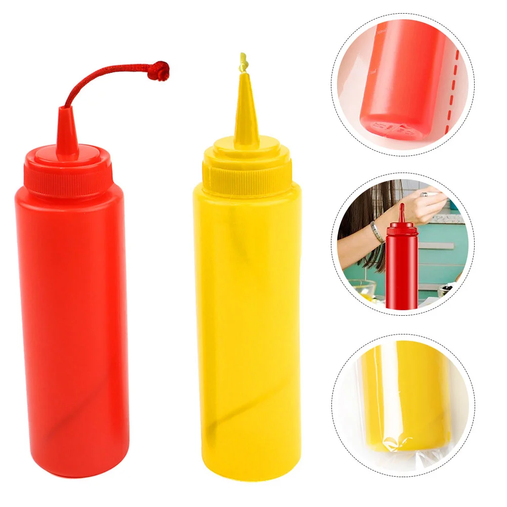 

2 Pcs Tricky Seasoning Fake Mustard Bop It Funny Ketchup Bottle Wear- Resistant Prank Stuff Interactive Squirt