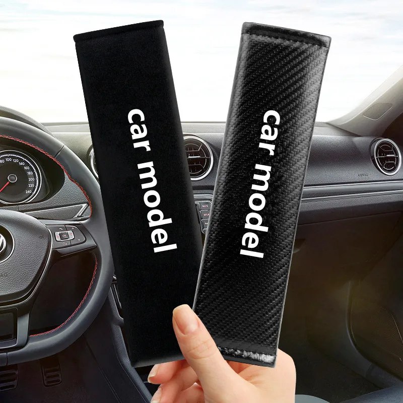 

For Audi Q3 Q5 A1 A3 TT A3 A5 A4L A6L A7 A8 Q5 Q7 Car seat belt shoulder guard carbon fiber logo protection shoulder pad cover