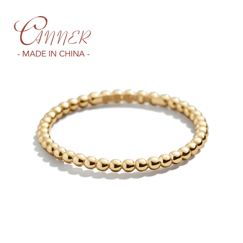 

CANNER 925 Sterling Silver Single Row Bead Ring For Women European and American Fashion Simple Ins Style Finger Rings Jewerly
