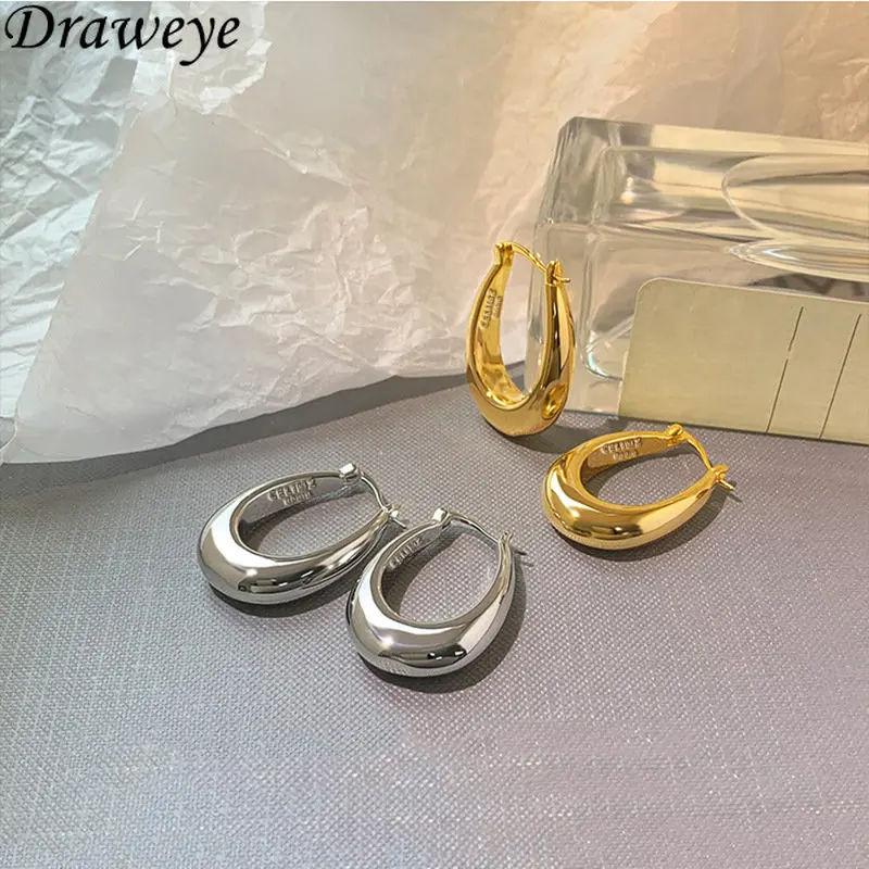 

Draweye Water Drop Earrings for Women Silver Gold Color Korean Fashion Jewelry Vintage Office Lady Elegant Aretes De Mujer