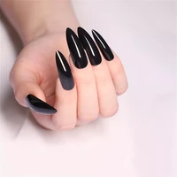 24pcs black extra long false nails stiletto tips sharp end stilettos fake nail uv gel manicure easy apply artificial nails salon