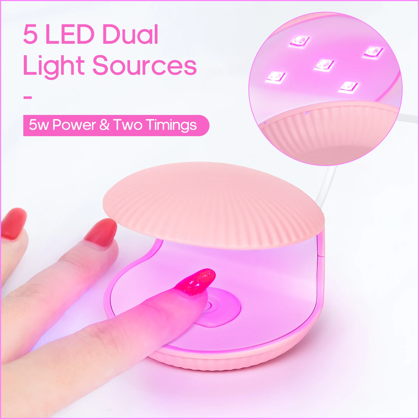 

Mini Nail Drying Lamp UV LED Lamp Portable Nail Light With USB Cable Gel Timing Nail Polish Dryer Manicure Shell Shaped