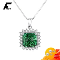 fashion necklace 925 sterling sliver jewelry with emerald zircon gemstones pendant accessories for women wedding party gifts