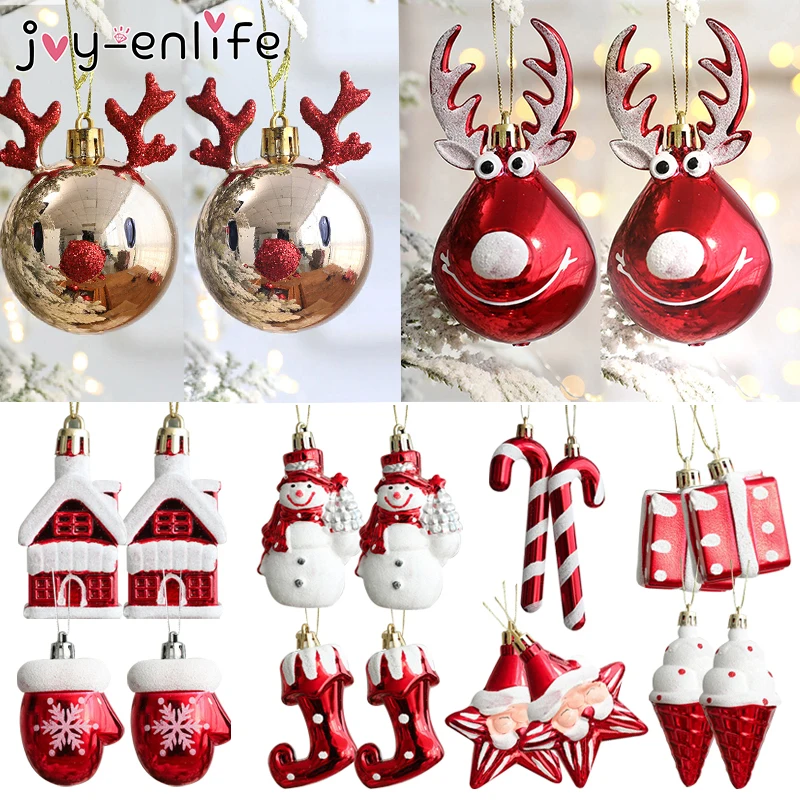 Christmas Tree Ornaments White Angel Doll Snowflakes Red Gold Elk Ball Xmas Tree Hanging Decoration New Year 2023 Kids Toys