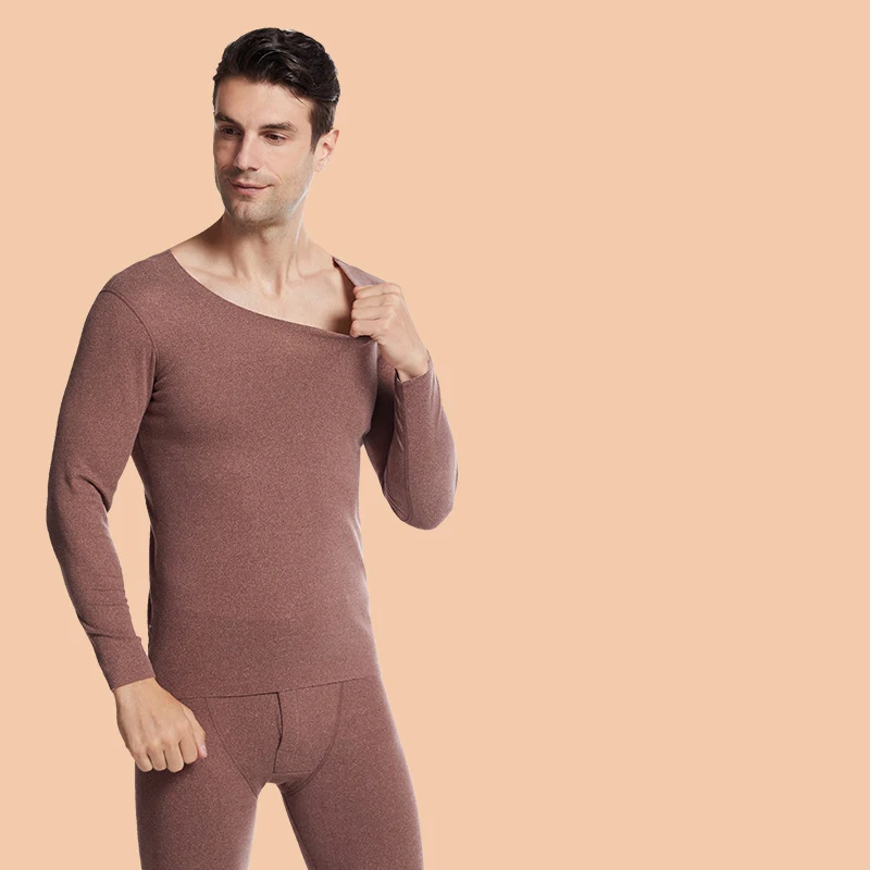 Seamless Men's Thermal Underwear Suit Winter Autumn Thicken Thermo Clothing Set 2Pcs AB Sides Keep Warm Thermal Shirt + Pants