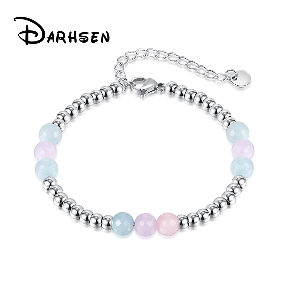 

DARHSEN Female Women Statement Beaded Bracelets Bangles Ball Charm for Girls Fashion Jewelry Silver Color Stainless Steel