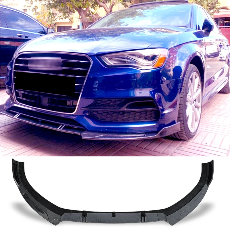 

Юбка для переднего бампера, спойлер, комплект для корпуса губ, сплиттер для Audi S3 A3(S-line) 2014 2015 2017, углеродная полоса, лопатка для подбородка