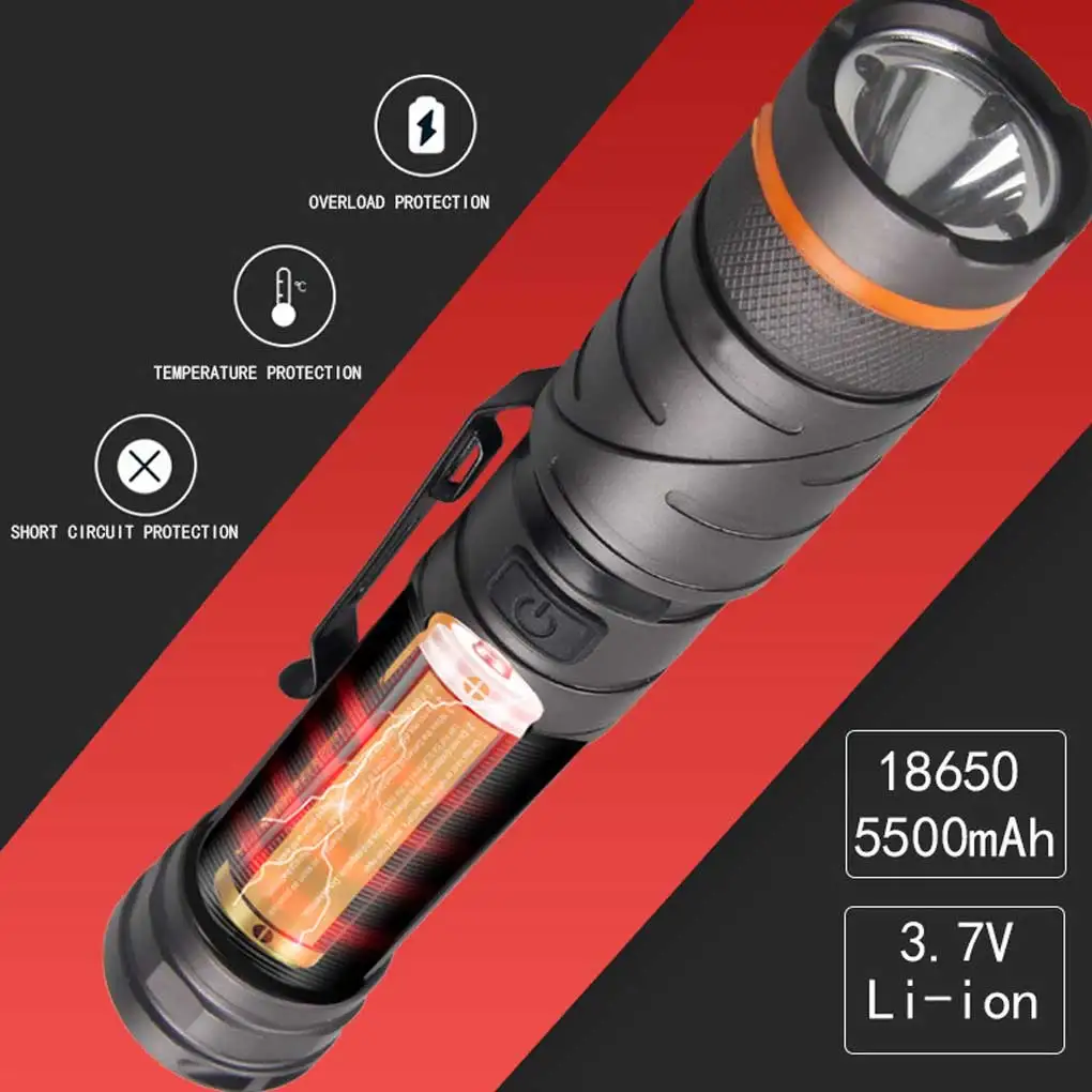 

Professional 90 Degree Flashlight Torch Powerful LED Torches Portable Light Wear-resistant Searchlight Wide Range