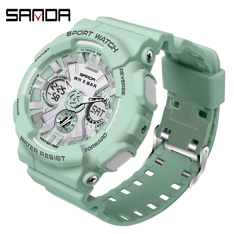 

Часы наручные SANDA мужские в стиле милитари, брендовые водонепроницаемые спортивные, с двойным дисплеем, уличные