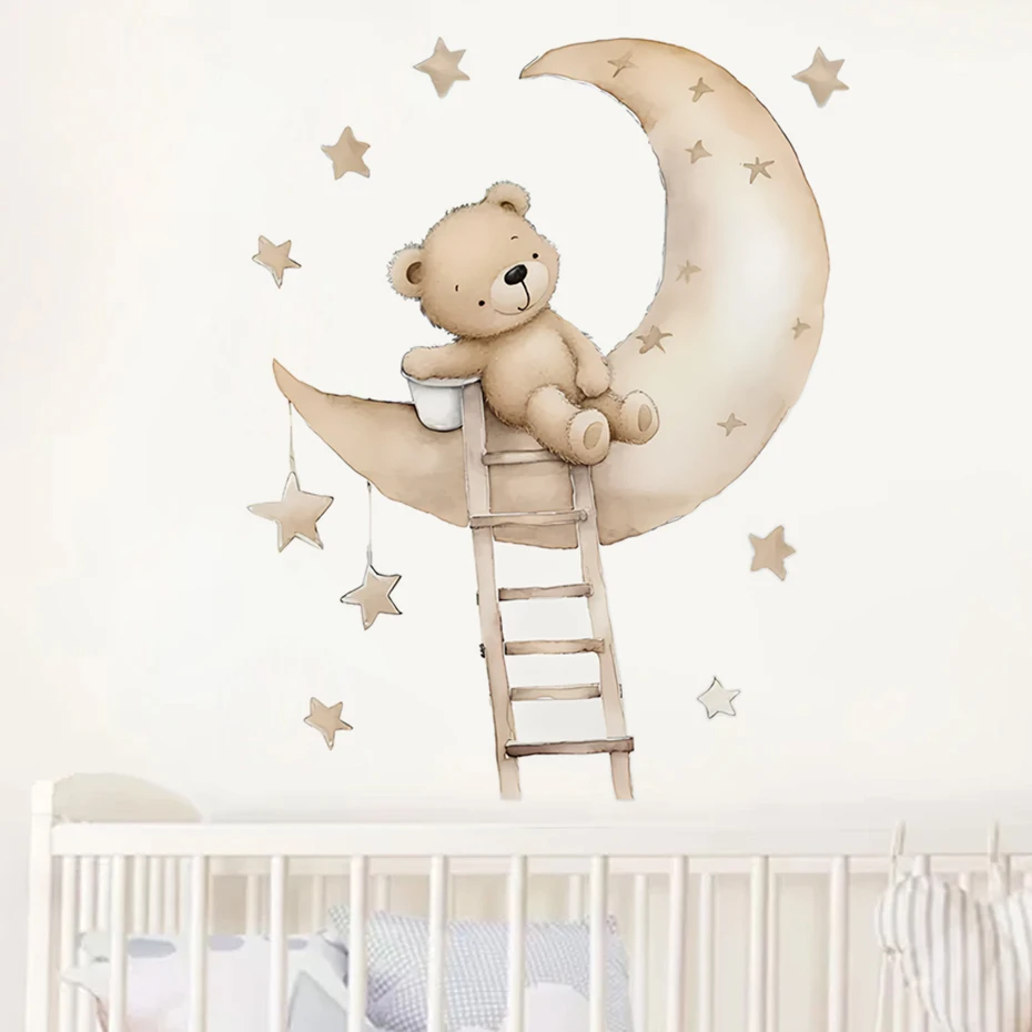Наклейки на стену в виде медведя Тедди Луну для детской комнаты украшение