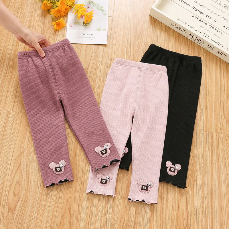 

Autumn Winter Baby Girls Leggings Thick Warm Cute Pants Kid Girl Plus Velvet Pants Children Solid Trousers