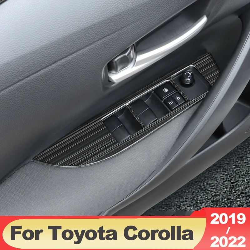 

For Toyota Corolla E210 2019-2021 2022 12th Stainless Window Switch Panel Adjust Cover Trim Stickers Strips Garnish Car Styling