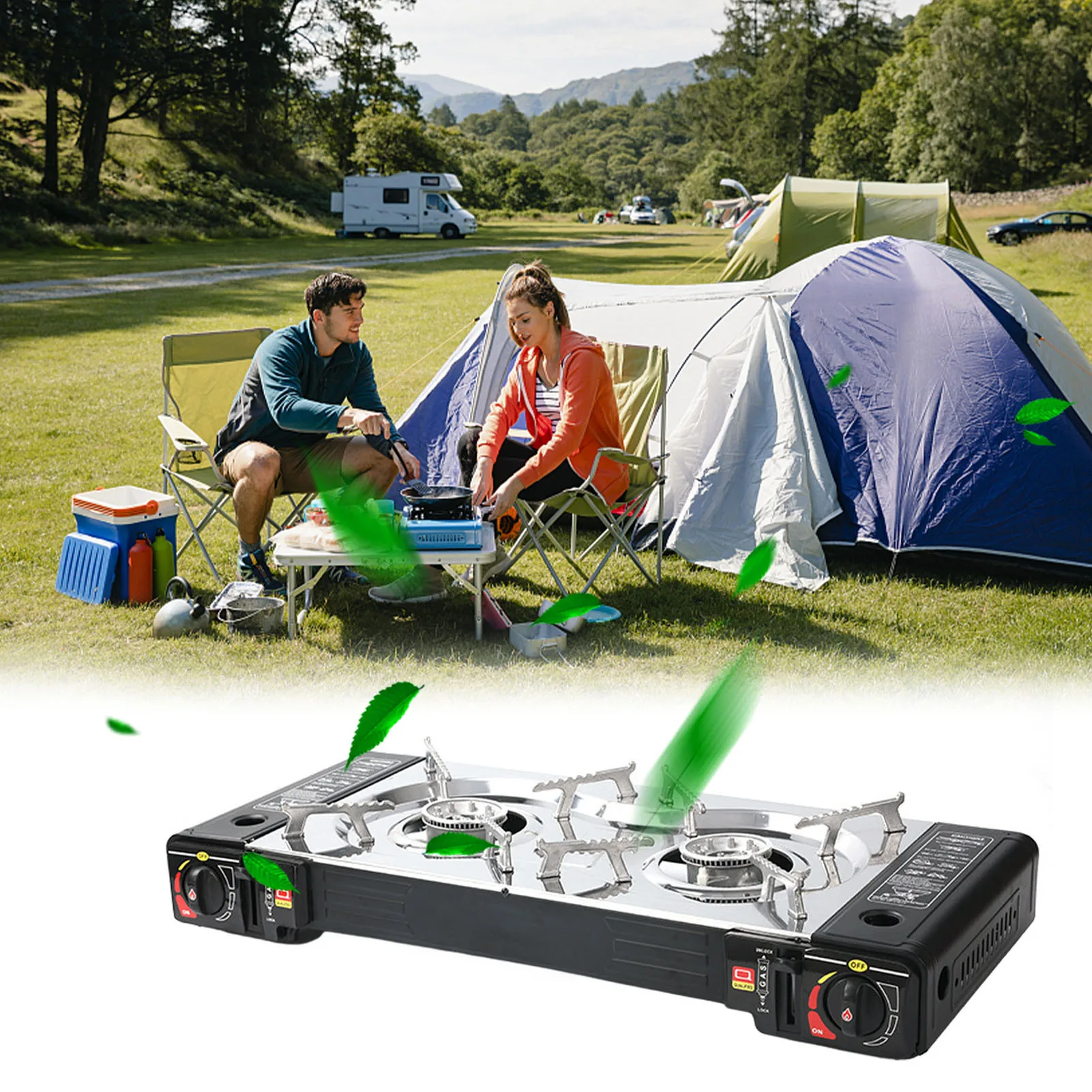 

Portable Gas Stove Classic Double Stove Cooktop Backpacking Gas Camping Stove Range Cooking At The Family Table Outdoor Barb