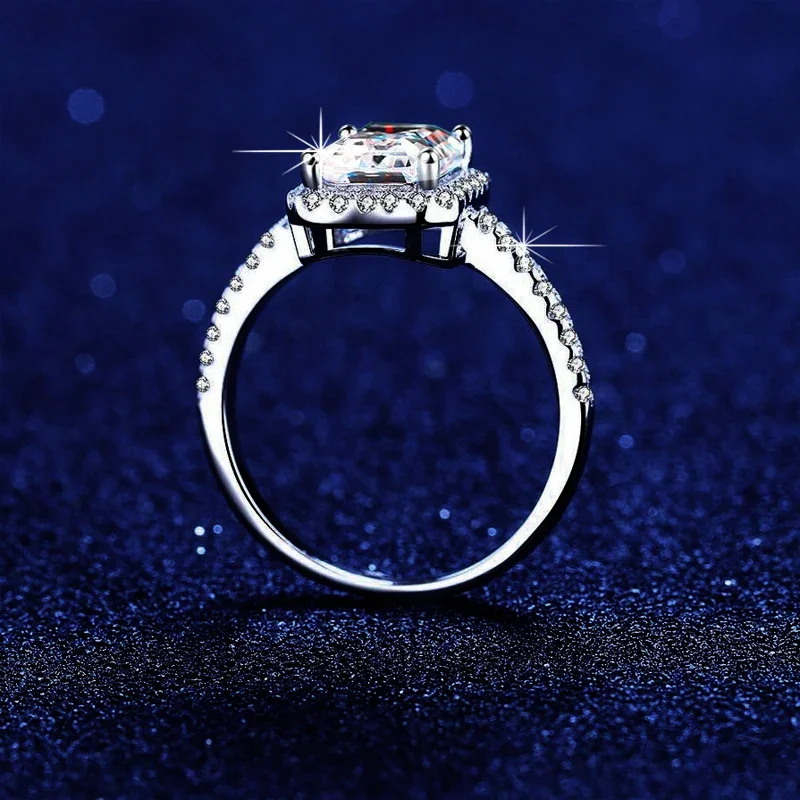 Женские роскошные обручальные кольца с муассанитом сияющей огранки 1-2 карата