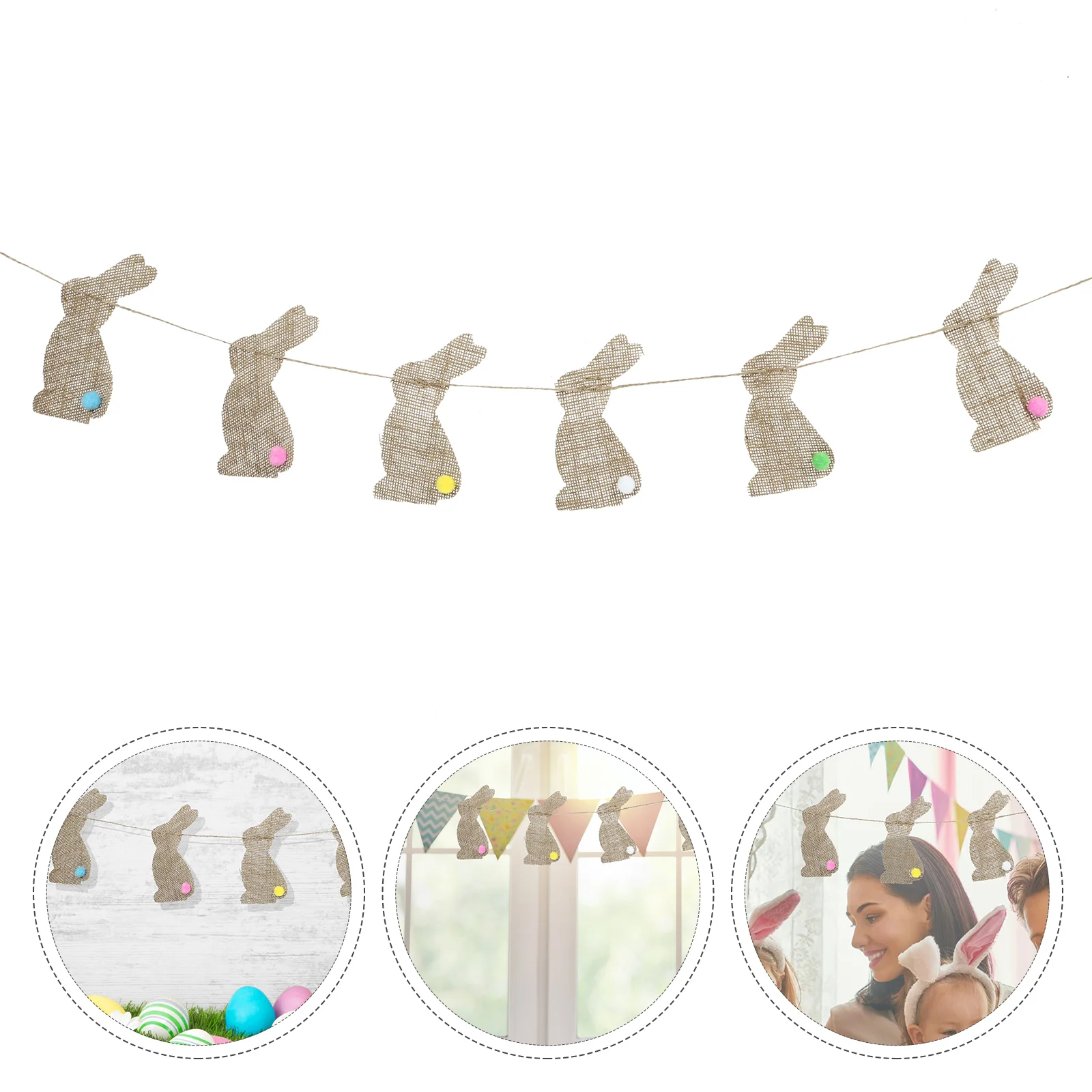 

Easter Banner Burlap Bunny Happy Garland Banners Bunting Decorations Decorating Ideas Rabbit Felt Rabbits Flags Bunnies Vintage