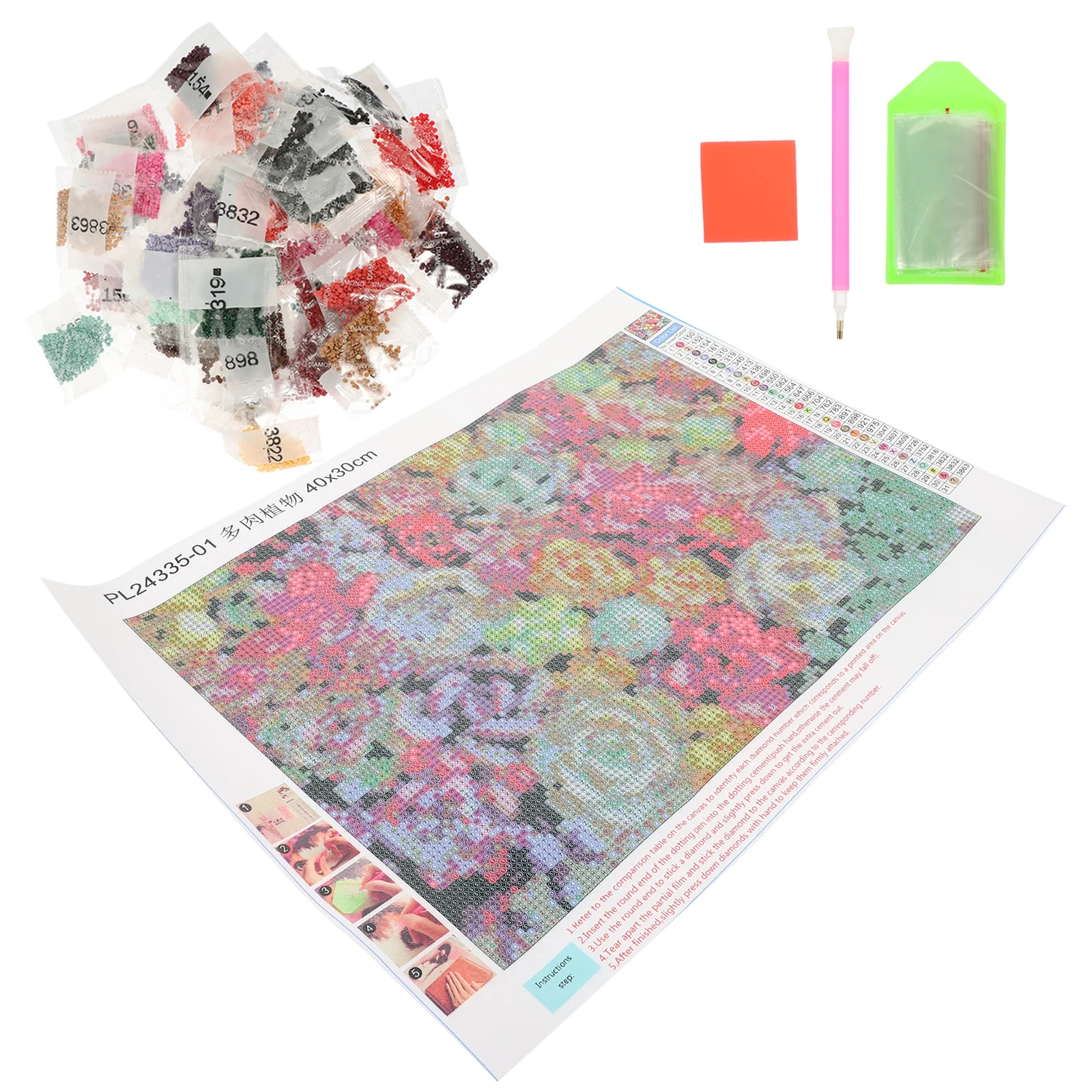 

Painting Diamond 5D Crystal Rhinestone Picture Cross Full Drill Embroidery Succulents Succlent Drawing Craft