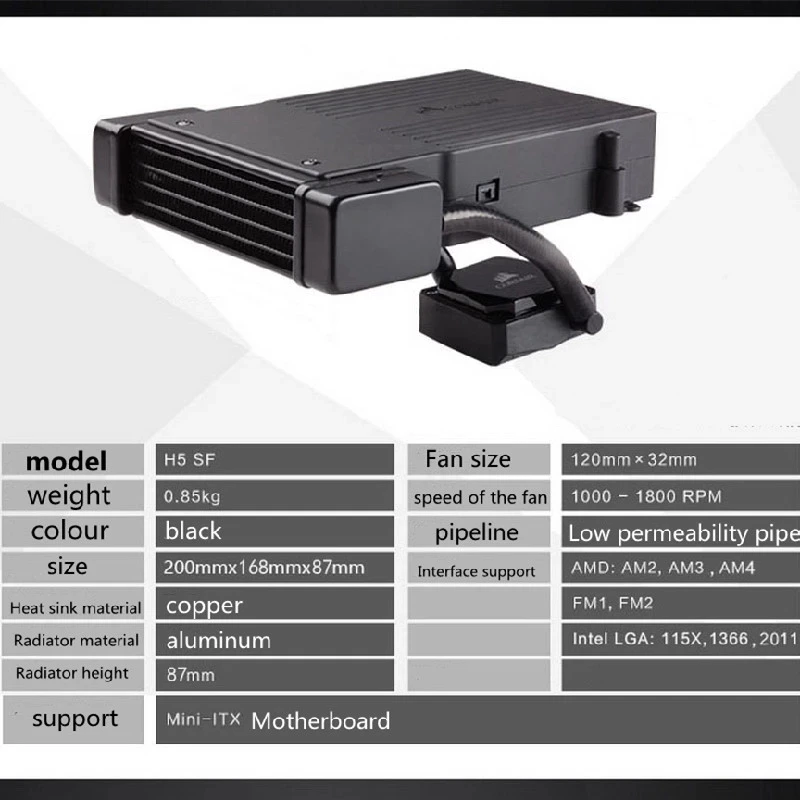 Фото Водяной блок для процессора CORSAIR H5 SF для материнской платы Mini-ITX Intel LGA1150/1151/1155/1156/1366/2011/1700 AMD AM4/AM3/AM2/FM2/FM1 №4
