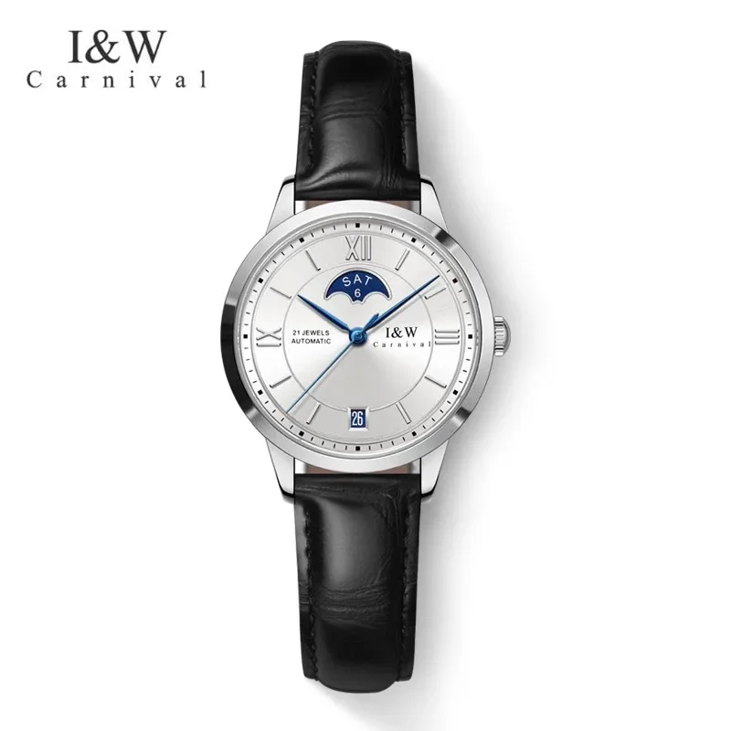 I&W CARNIVAL Luxury Women Men Couple Lover's Mechanical Watch Ladies Waterproof Sapphire Automatic Wristwatch Clock Montre Femme