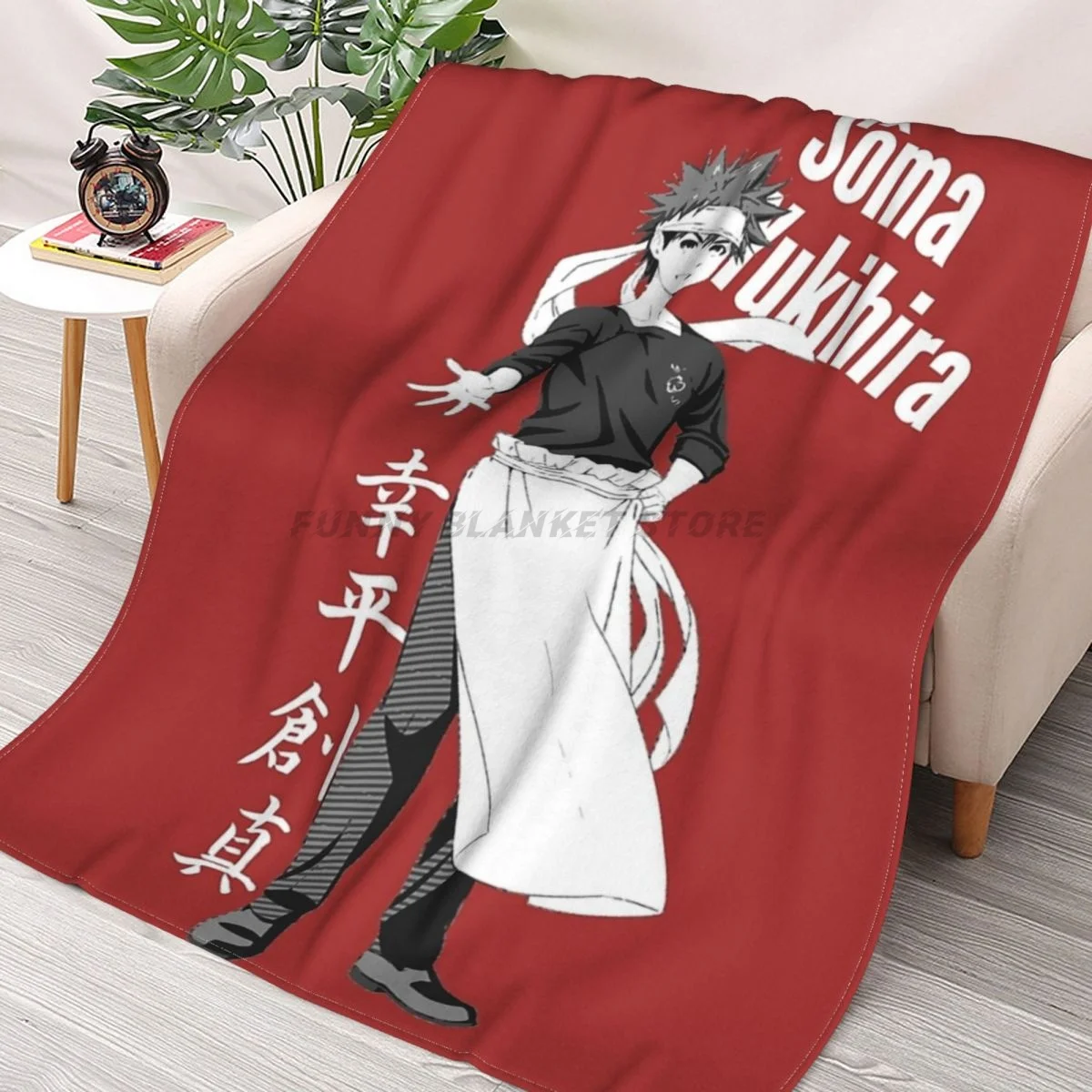 

Food Wars - Soma Yukihira Kanji Throws Blankets Collage Flannel Ultra-Soft Warm picnic blanket bedspread on the bed