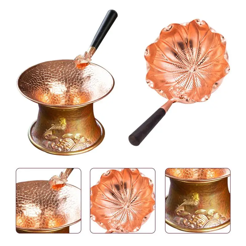 

Copper Tea Strainer with Delicate Handle Copper Flower Shape Tea Infuser