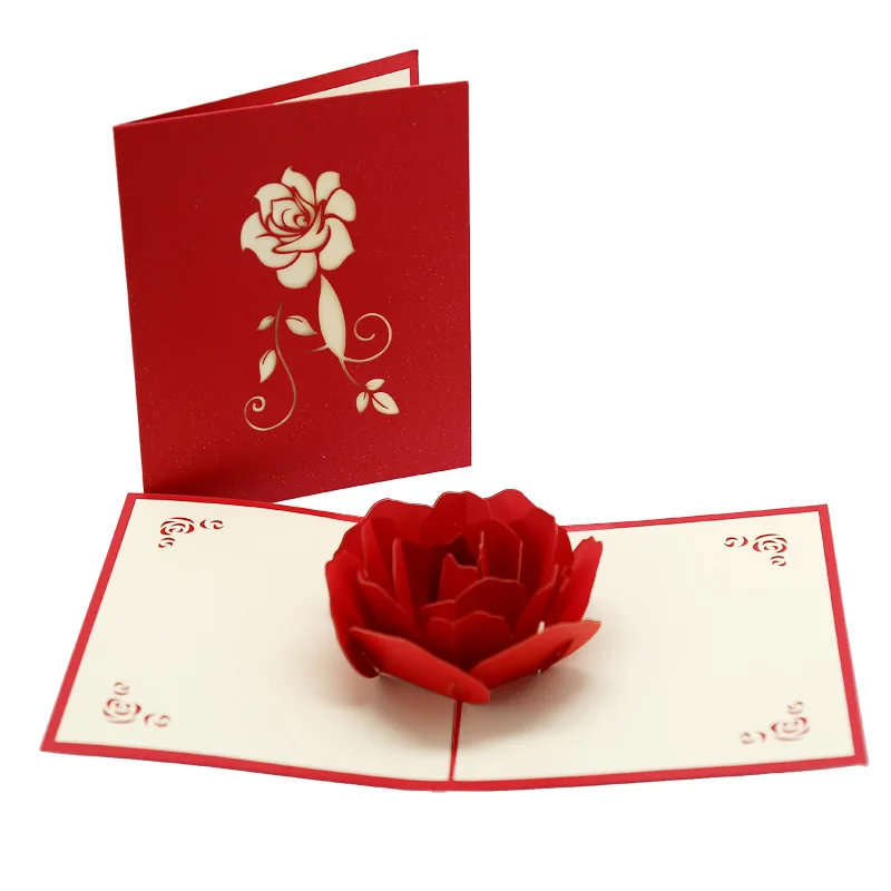 

3D Pop UP Love Card for Her Invitation Greeting Thank You Cards for Valentine's Day Gift Anniversary Wedding Party Decoration