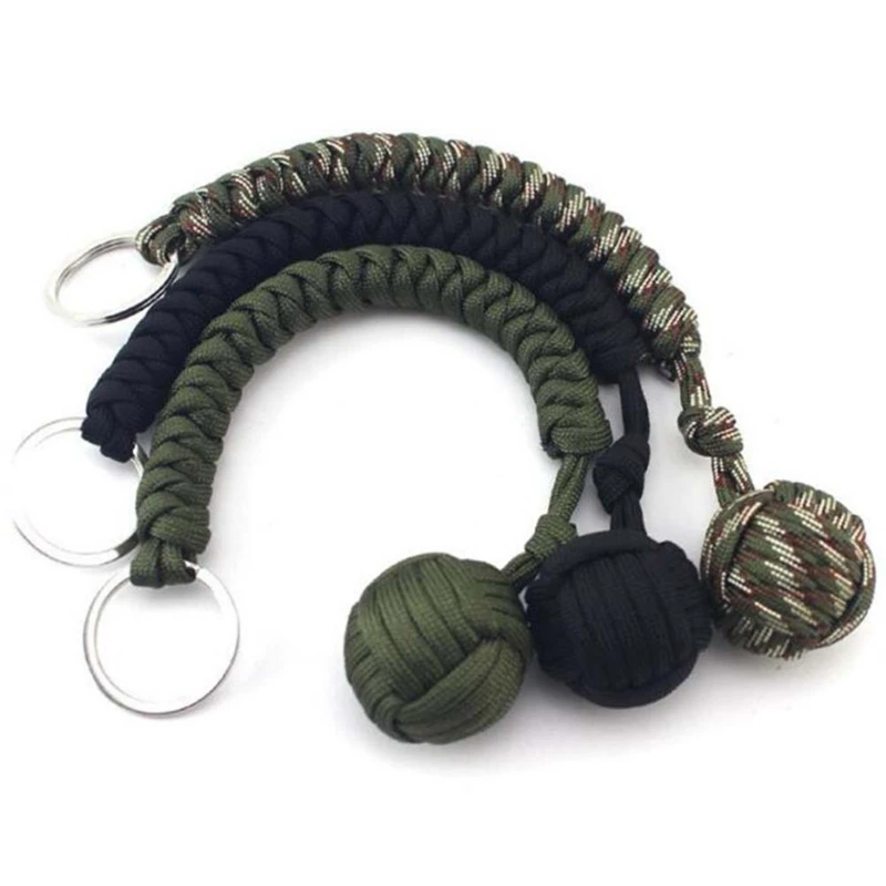 

EDC Outdoor Self-defense Survive Knot Ball Pendant 550 Seven-core Umbrella Rope Key Chain Hanging Chain Hand-woven Steel Ball