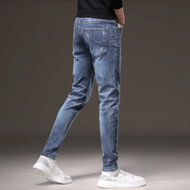 

2022 New Classic Blue Jeans Slim Fit Fashion Men's Versatile Slim Fit Stretch Men's Jeans Travel Casual Men's Pants