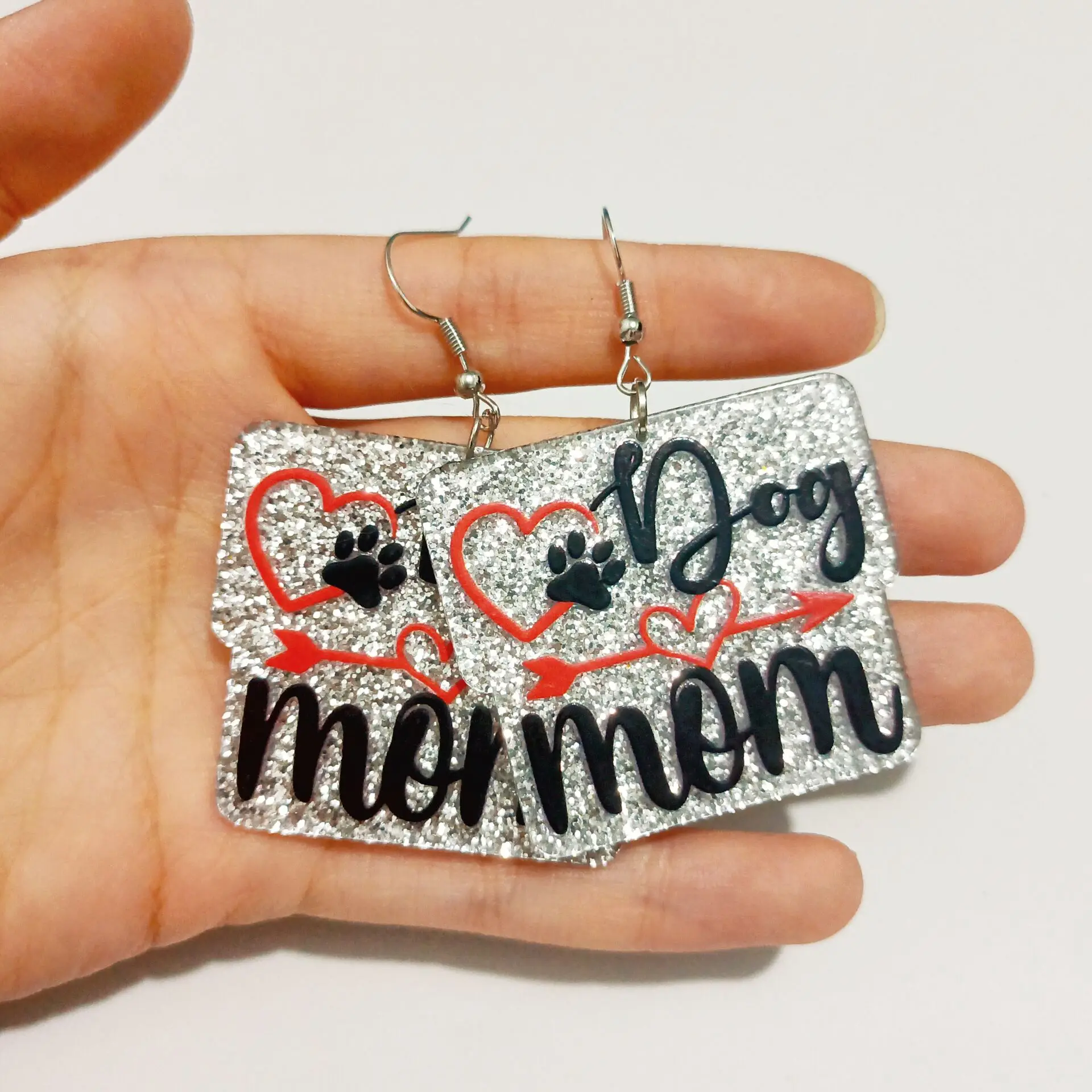 1 пара блестящие эпоксидные армейские серьги-подвески в виде собаки и мамы серьги
