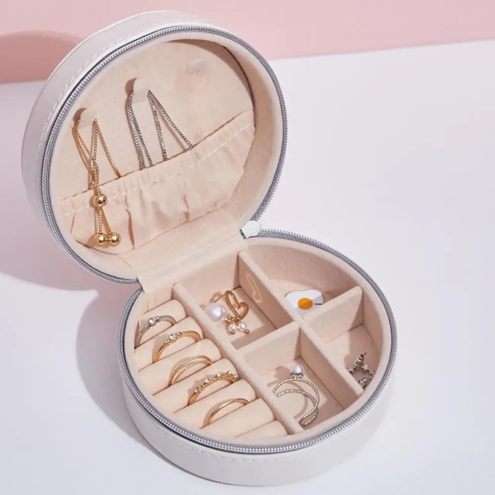 

Storage Jewelry Box Portable Simple PU Leather Artificial Leather Earrings Ring Necklace Display Stand
