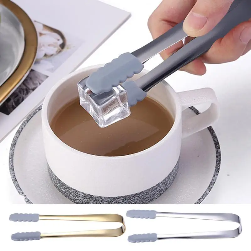 Щипцы для льда Нескользящие силиконовые зажимы бара десертов из нержавеющей