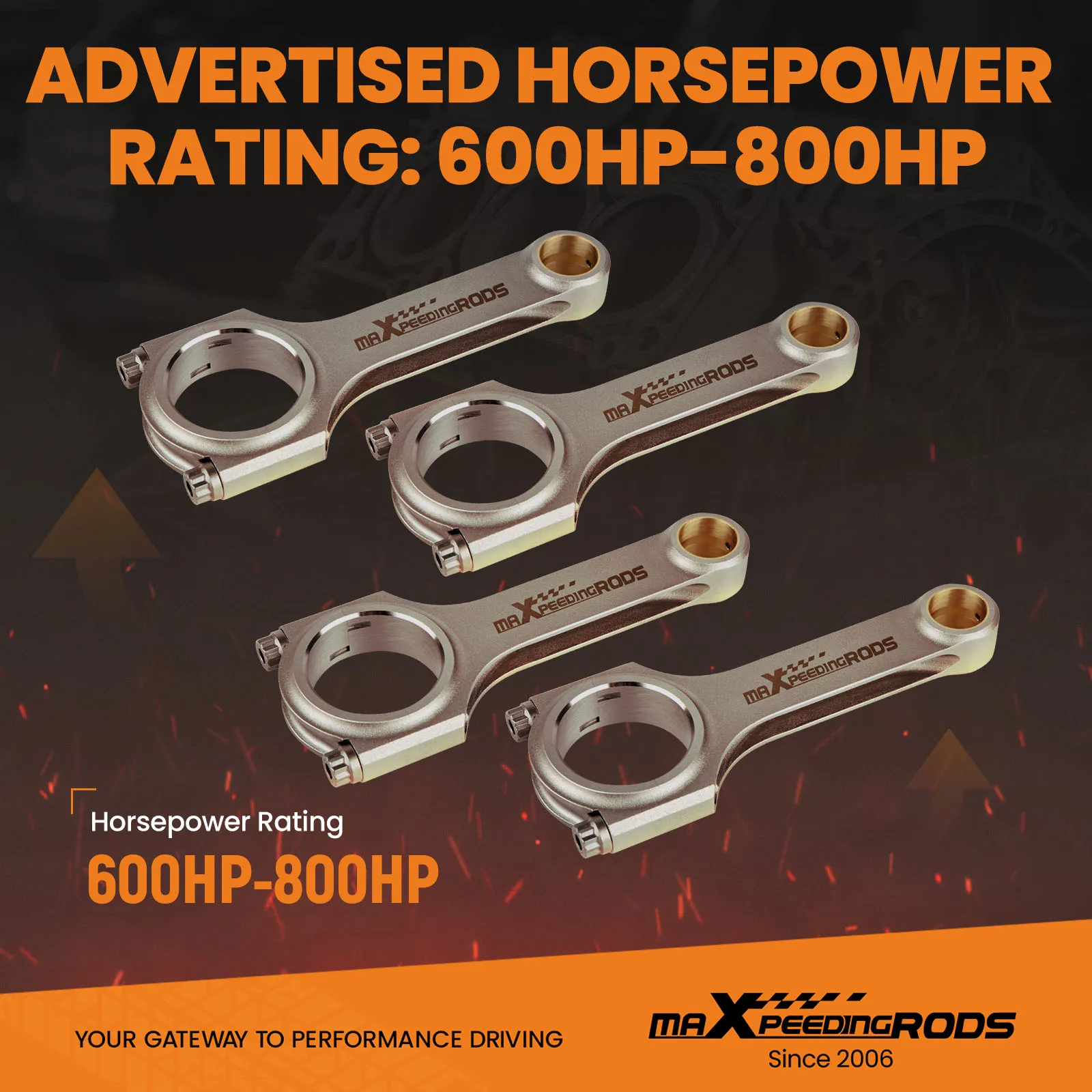 Шатуны H-Beam для Toyota Tacoma Hilux 2RZFE 2.4L ARP2000 5 315 дюйма
