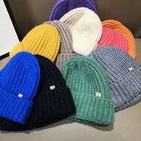 1pc knitted hats for women black beanie hat winter mens hats women beanies for ladies solid cap knitted thick hat cp021