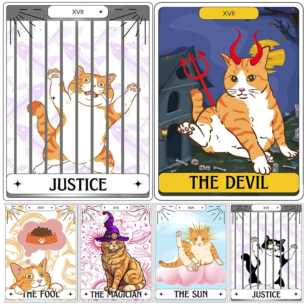 

The Devil Cat And Wizard Cat Abstract Wall Art Canvas Painting Tarot Card Magic Cat Gothic Art Poster And Print Home Decoration