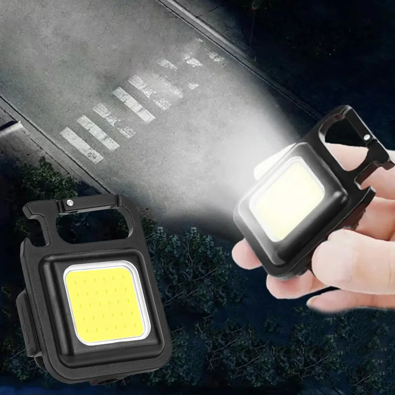 

Mini LED Flashlight Work Light Portable COB Keychain Light 3 Modes USB Rechargeable Outdoor Waterproof Camping Emergency Lantern