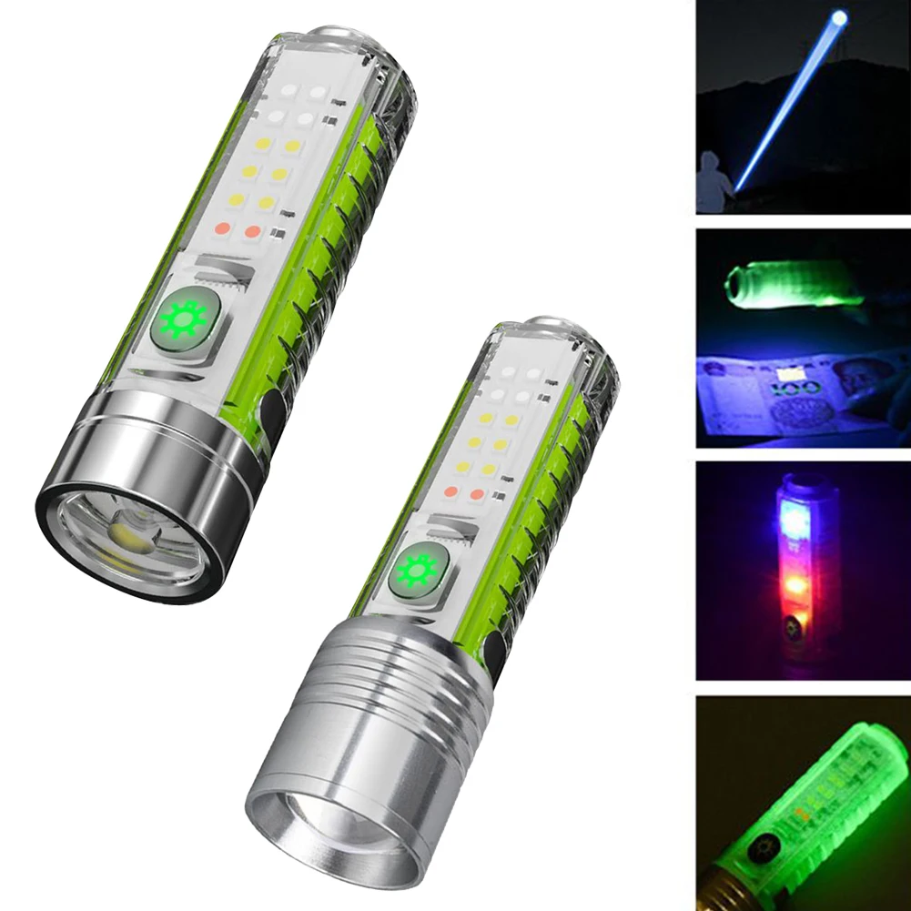 Outdoor Bright Flashlight Keychain Fluorescent Work Lamp Portable Rechargeable For Diving, Hiking, Camping, Daily Carrying