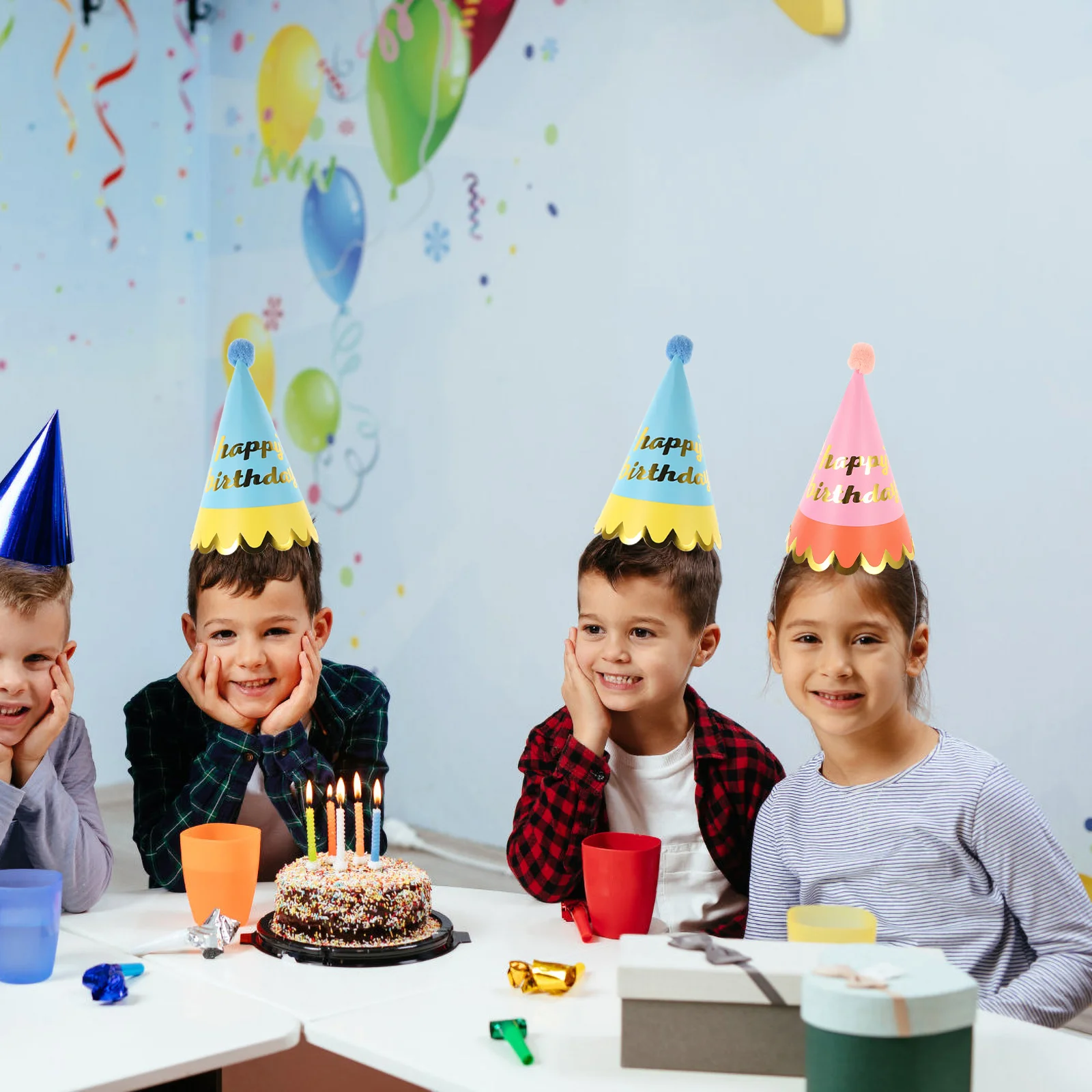 

10pcs Birthday Hats Birthday Party Headwear Birthday Party Cone Hats for Kids