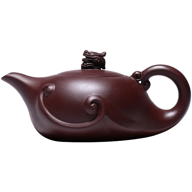 

Yixing famous ore old stale purple mud purple sand pot pure handmade Longying teapot large capacity 420ml tea set