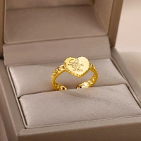 stainless steel love heart rings for women fashion female open couple ring wedding party jewelry accessories gift bijoux