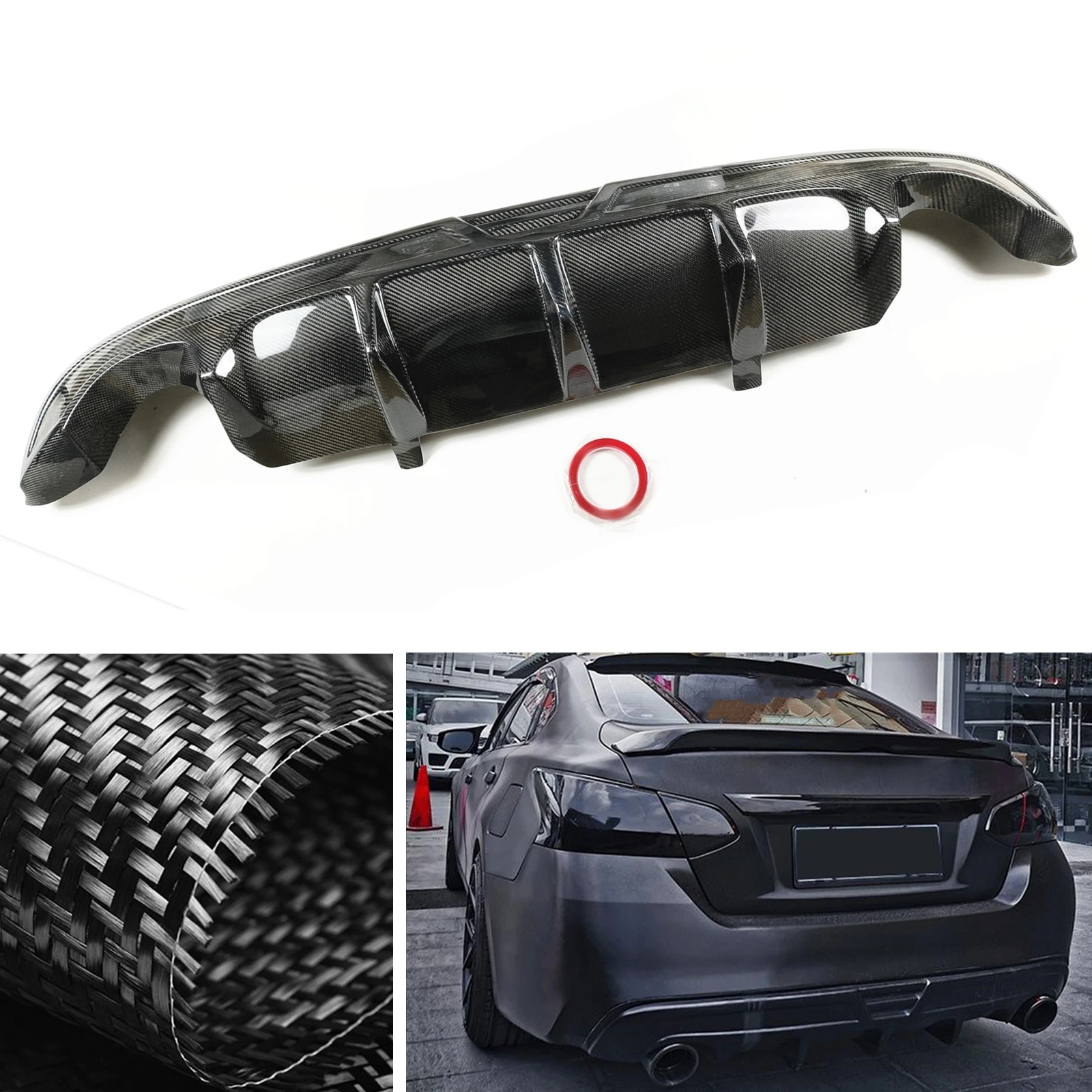 

For Nissan Teana Altima 2016-2019 Rear Bumper Diffuser Lip Real Carbon Fiber Car Exhaust Bracket Spoiler Plate Splitter Body Kit