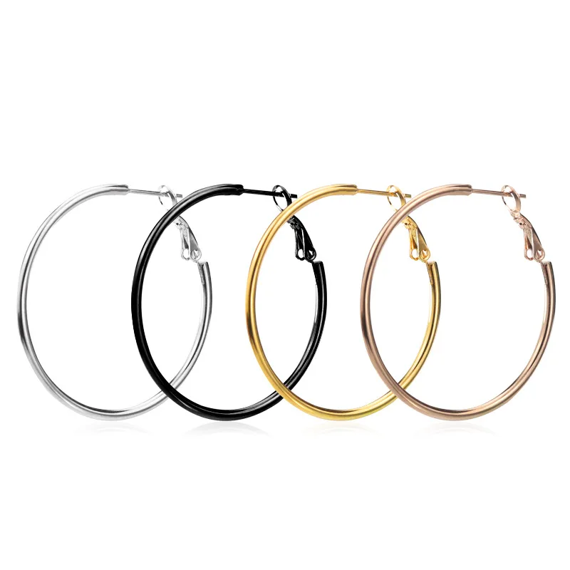 

Stainless Steel Exaggerated Big Earrings In Europe and America Retro Female Titanium Steel Round Simple