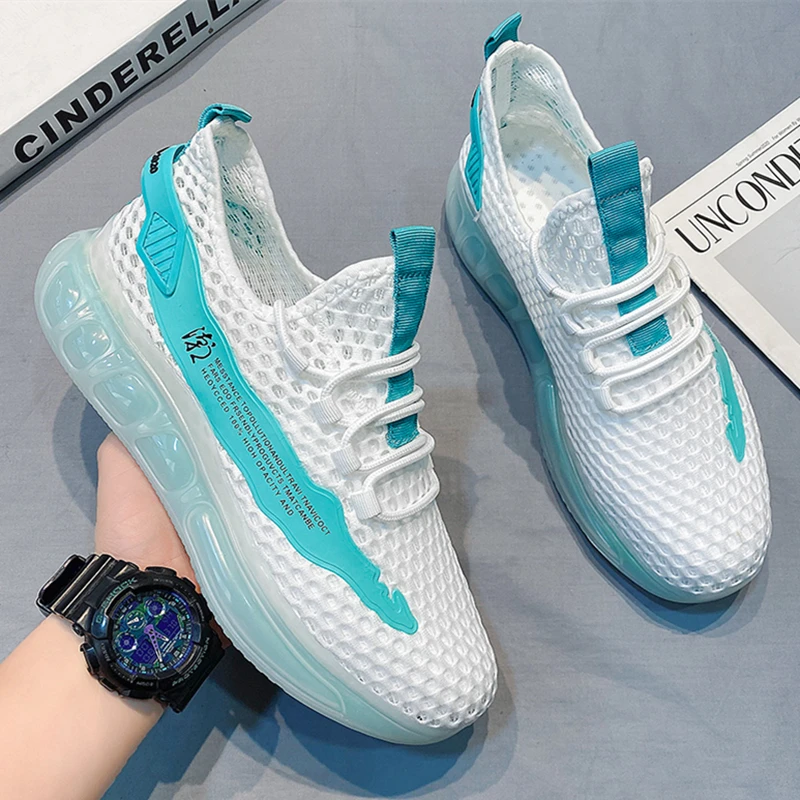 Men Sneakers Lace-up Mesh Breathable Jogging Walking Shoes Ultralight Male Couple Sport Footwear Soft Comfort Tennis Shoes Homme