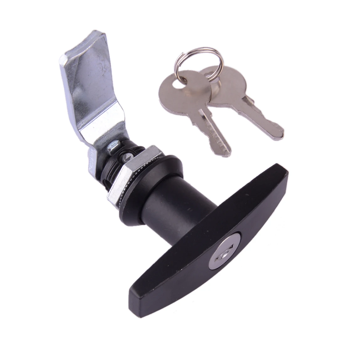 

Car Rear Fixing T Shape Handle Cabinet Tool Box Garage Canopy Door Locking Latch With Keys Fit for Pickup Truck Black