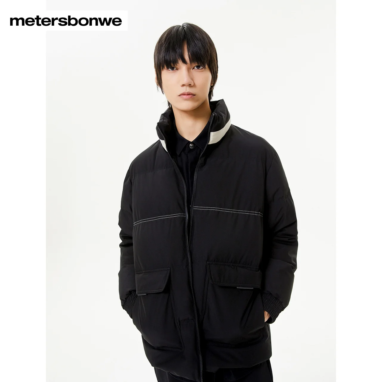 Metersbonwe Men Trend Stand Collar Cargo Pocket Down Wear Loose 80%Duck Down Neckline Of Camouflage Color Warm Wear Winter Down