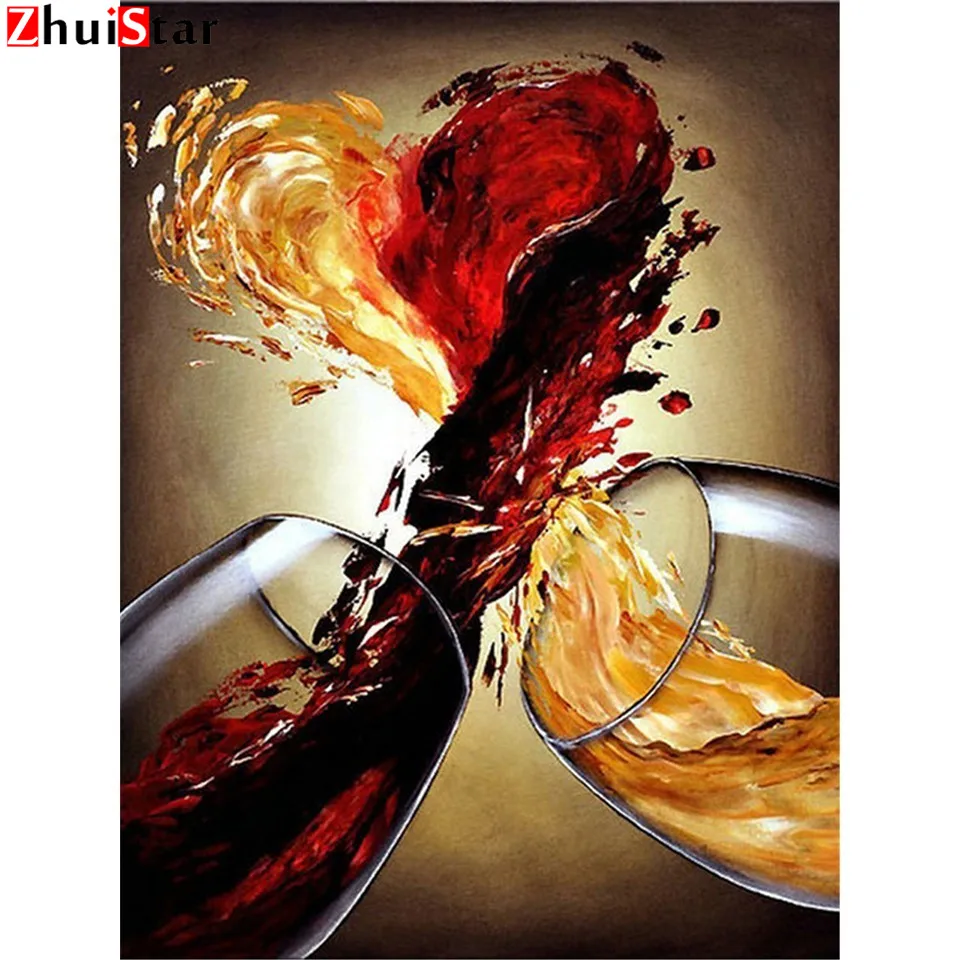 

5D DIY Diamond Painting Full Square Diamond Embroidery Red Wine Home Decor Diamond Mosaic Picture Of Rhinestones Kitchen WHH