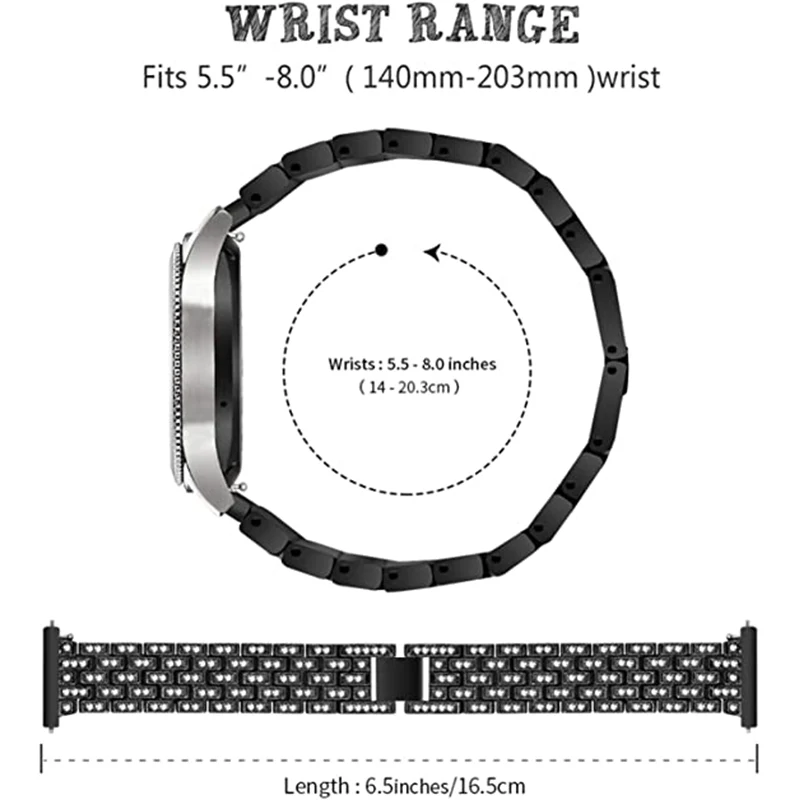 Metal Watchband for Galaxy Watch 4 5 with Diamond Shiny Stainless Steel Bracelet and Case Strap for Samsung Watch 4 5 40mm 44mm