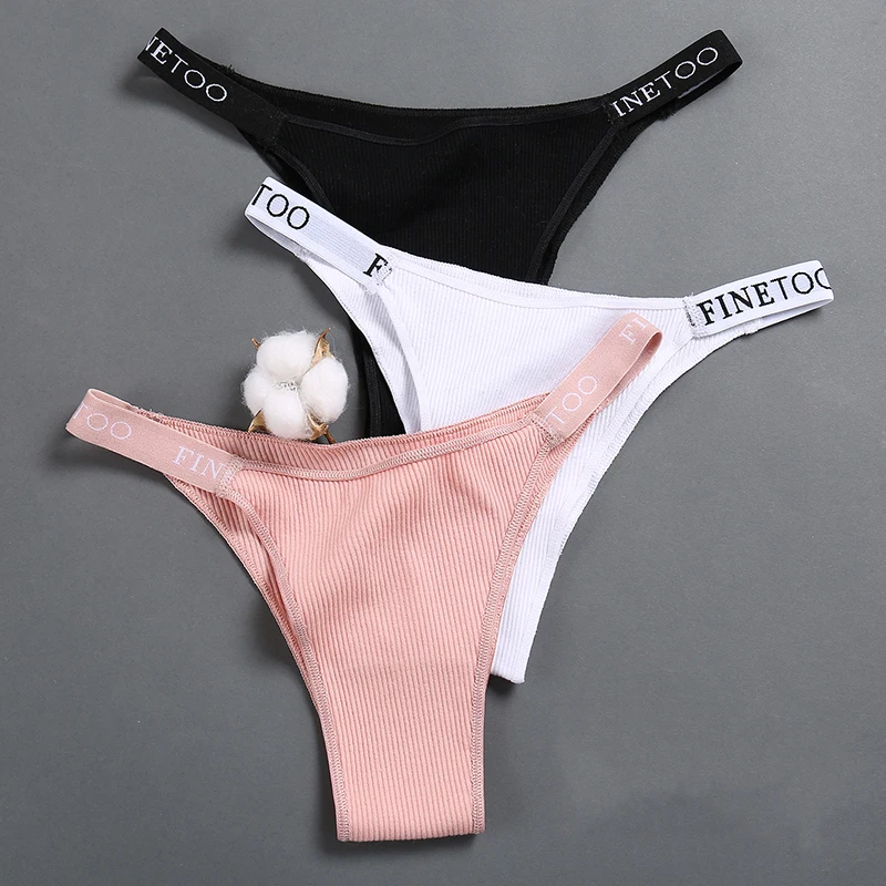 

New Cotton FINETOO Letter Waist Women Panties Sexy Female Underpants Comfortable Women Lingerie Thong Pantys Underwear Intimates