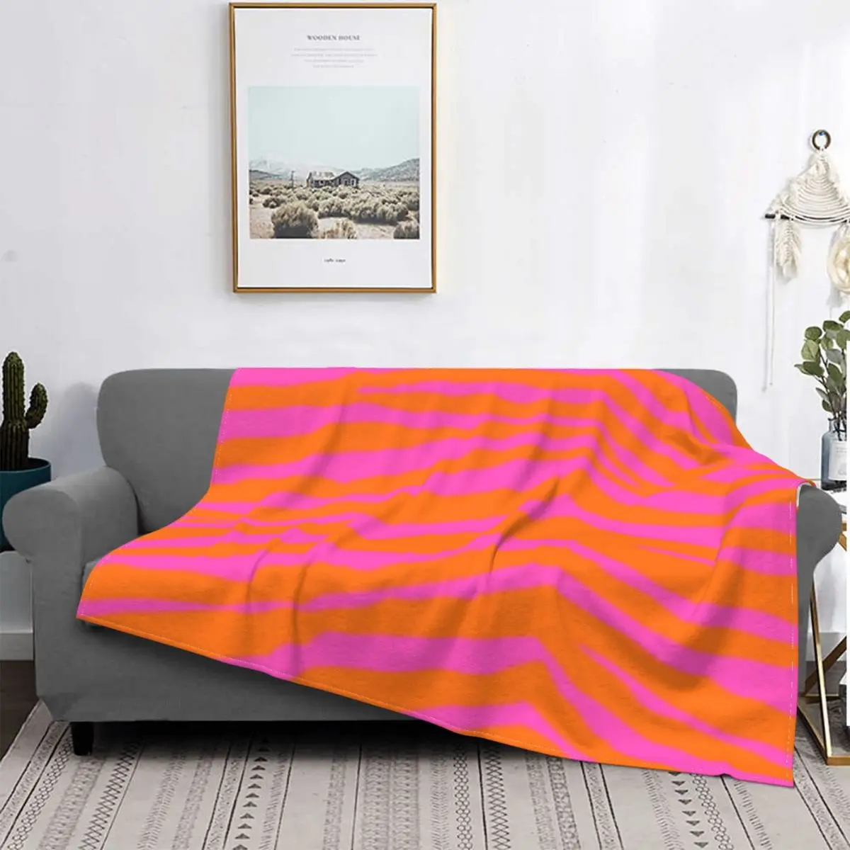 

Manta con estampado de cebra rosa y naranja, colcha para cama a cuadros, manta a cuadros, Sudadera con capucha y fundas