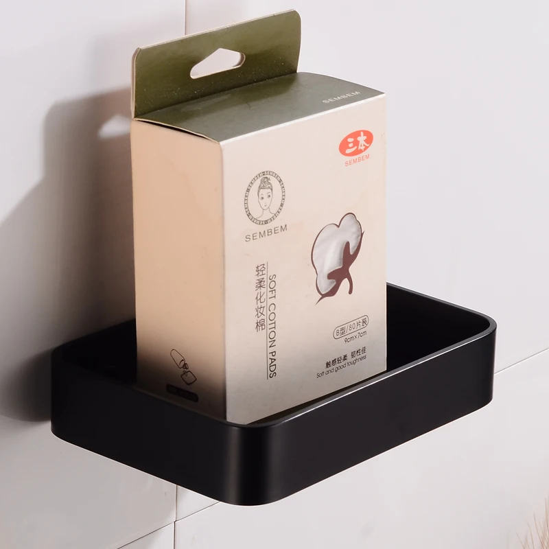 

Shower Wall Mounted Bathroom Soap Holder Decorative Aluminum Box Square Basket Black Bathroom Soap Dish Storage Packaging Boxes