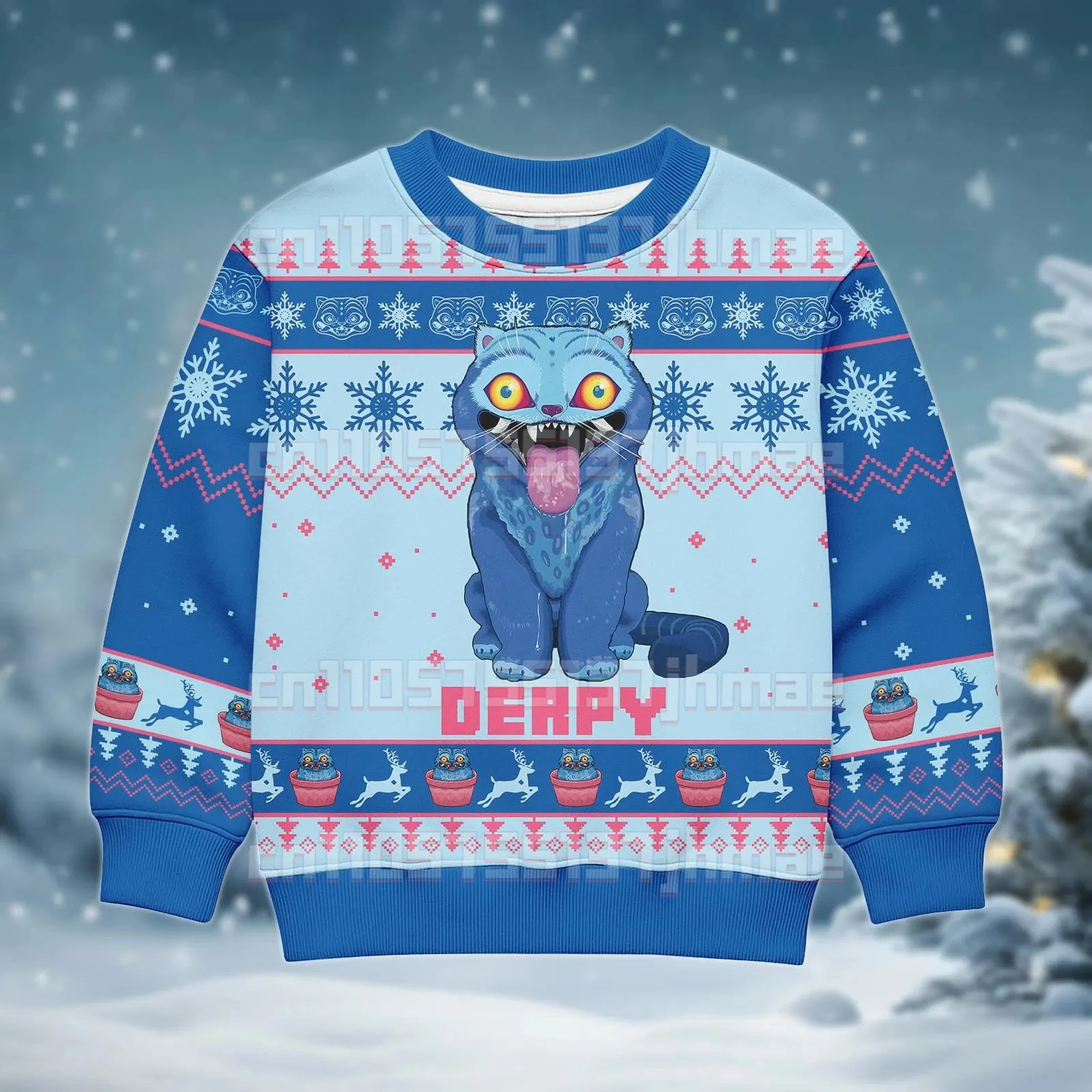[Новое поступление] Детский свитшот Derpy Tiger Christmas Edition, милый узор снежинки, универсальный топ для вечеринок и повседневной носки (art.: 3920d3227efaa) - 3920d3227efaa